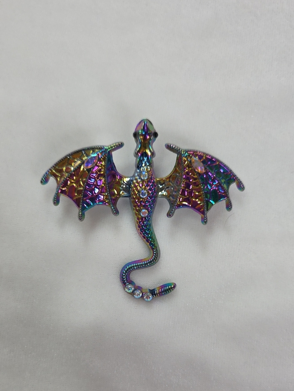 Rainbow Multi Color Enamel Dragon Brooch Retro Style Pin Rhinestone Goth Unique